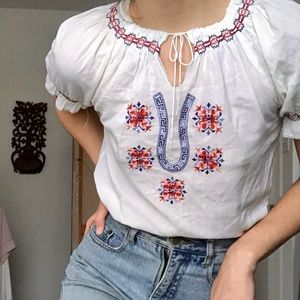 Beautiful embroidered puff sleeve blouse
